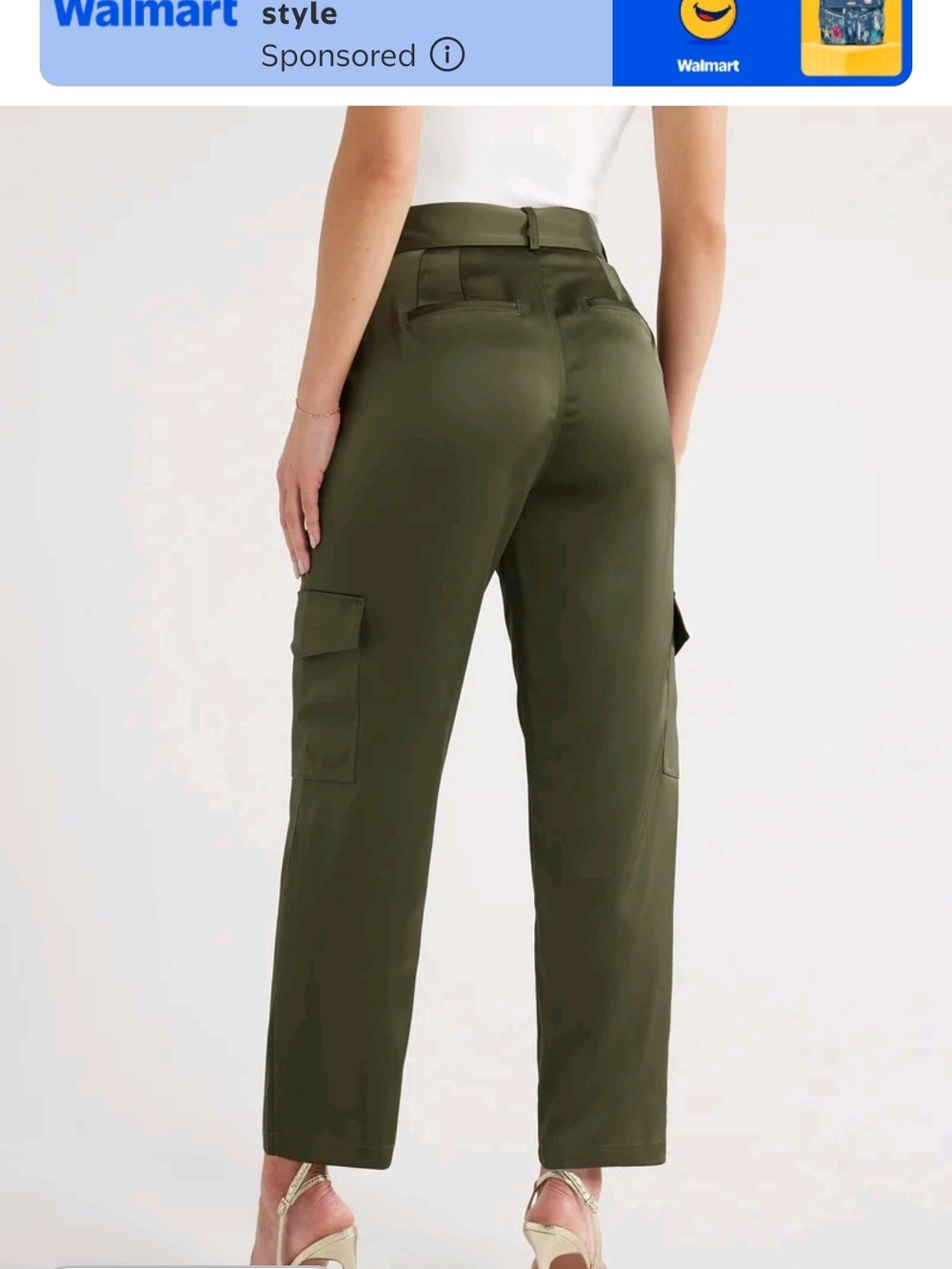 sofia by sofia vergara Olive Green High-Rise Cargo Wide Leg Pants